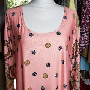 NEW White Mark Pastel Pink Polka Dot Scoop Neck Tunic womens Curvy plus 2XL Top